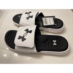 Under Armour Ignite Pro Men's Slide Sandal Flip Flop Foam White Black Size 18